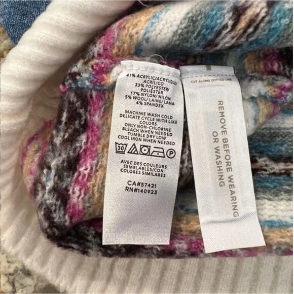 **NWT LOFT Ivory Fair Isle Relaxed Button Front Cardigan Sweater - Picture 10 of 10